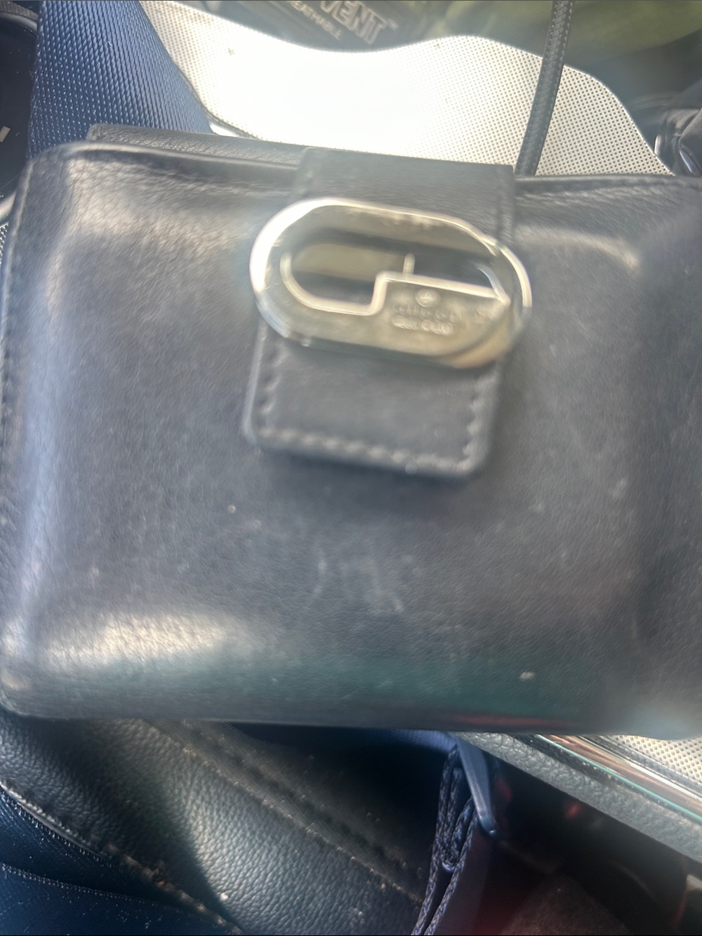 Woman Black Leather black Coochie wallet with Silver Hardware